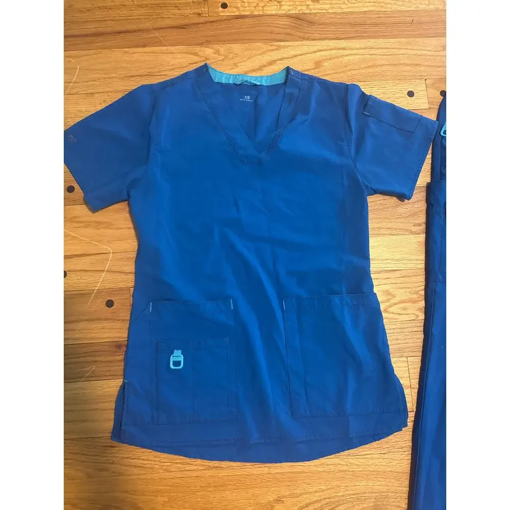 CARHARTT Women’s Scrub Set Sz XS/S Blue Medical Top Pants Nurse Hospital - Picture 2 of 7